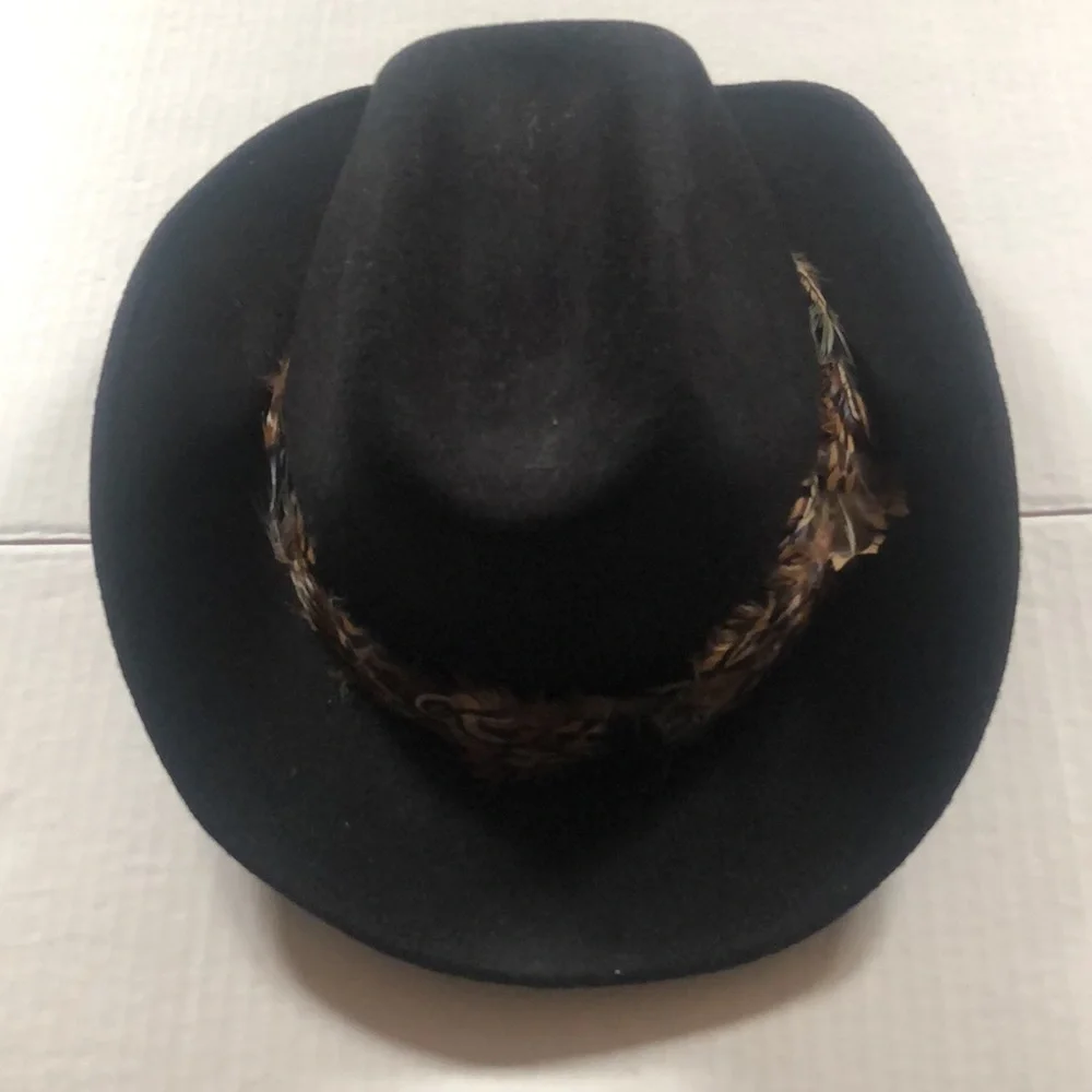 Vintage Henry Margu original creations soft fabric felt hat in black w feathers
